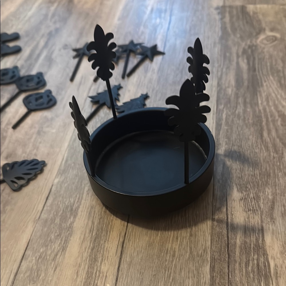Black Candle Holder with multiple Accents Set by Gold Canyon